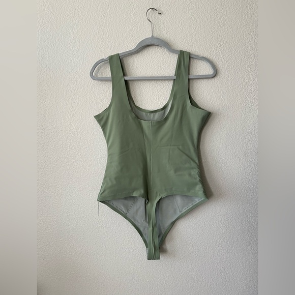 Pinsy Green Brown Scoop Tank Hourglass Shapewear Thong Bodysuits Women Size XL - Picture 4 of 16
